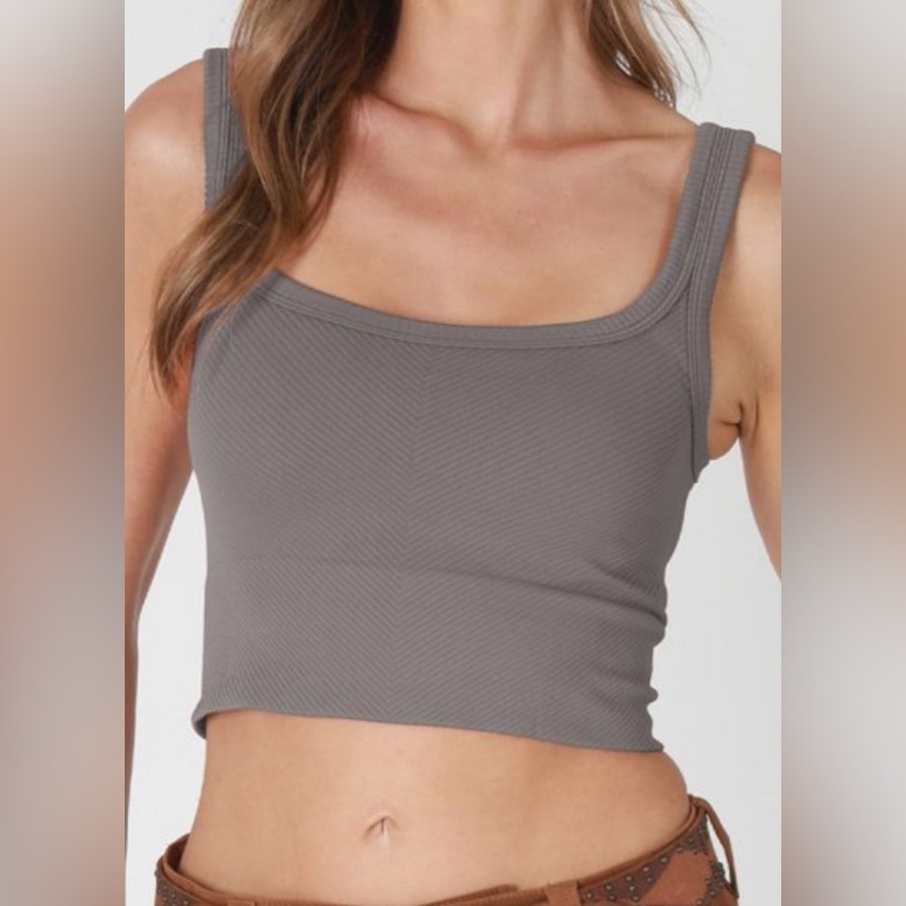 Nikibiki Ribbed Chevron Seamless Crop Top Brami Grey - Picture 3 of 9